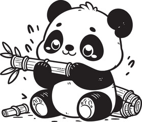 panda with a bamboo vector © Ragil