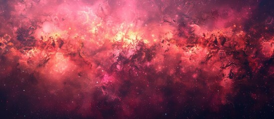 Red nebula with stars on black background