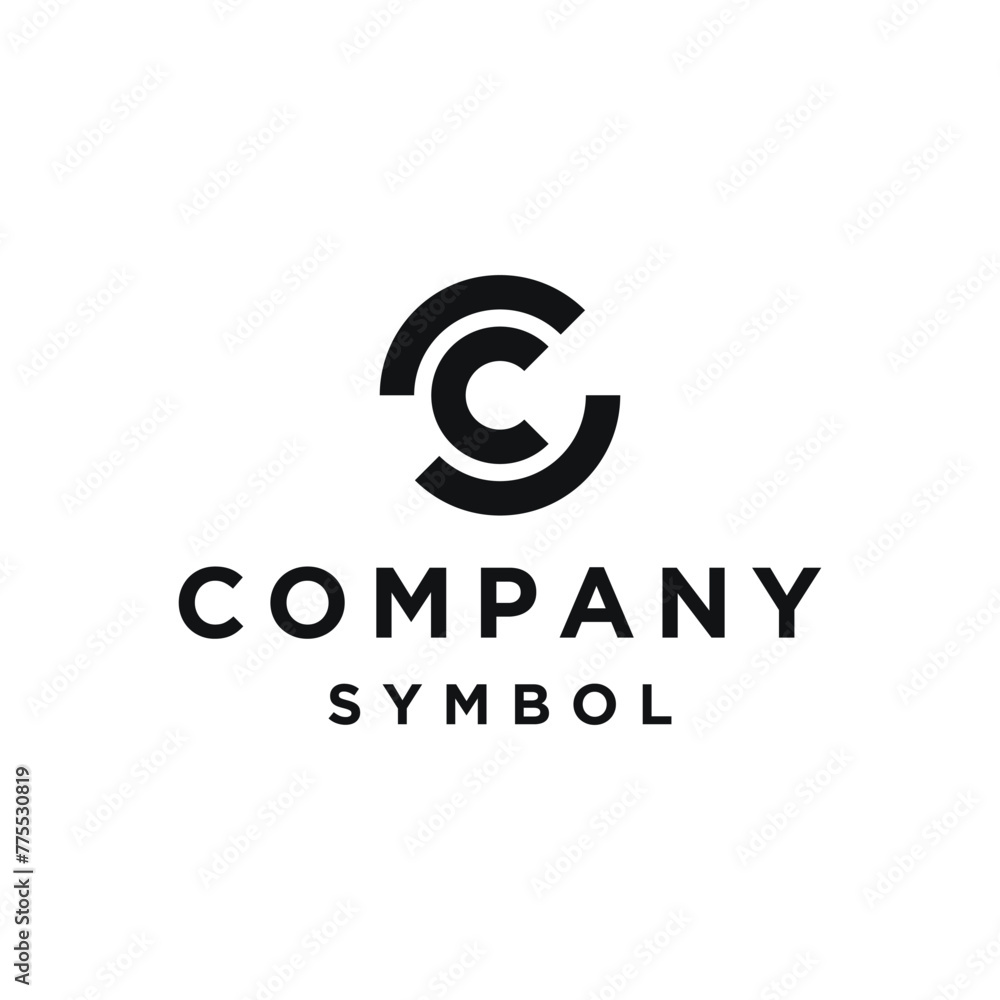 Poster initial letters sc c s cs with simple circular circle shape line art logo design