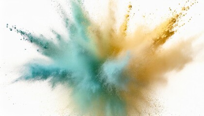 blue powder explosion isolated on white abstract dust explosion on white background freeze motion of green powder splash for holidays and festivals - obrazy, fototapety, plakaty