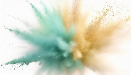 blue powder explosion isolated on white abstract dust explosion on white background freeze motion of green powder splash for holidays and festivals - obrazy, fototapety, plakaty