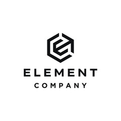 Initial Letters CE E C EC with Hexagonal Pointing Arrow Logo Design