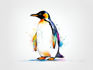 Colorful penguin paintings with various postures and abstract penguin illustrations