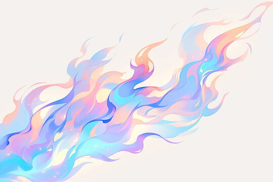 パステルカラーの燃え盛る炎の抽象的アート