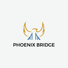 Vector phoenix bridge logo design vector icon illustration