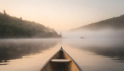 Foto op Canvas canoe in the water in nature with fog © Kira