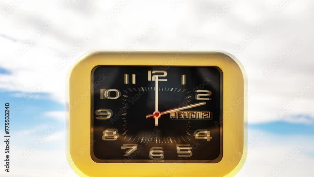 Aufkleber clock with time passing during 1 hour with sky and sea in background