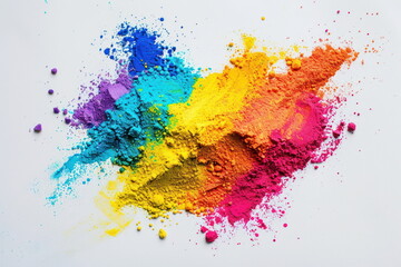 colored powder scattered on a white background