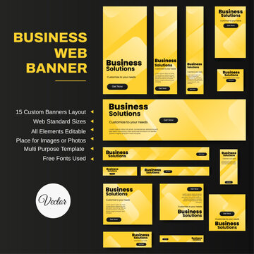 Set of business web banners template design with image space. vector	