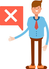 Businessman Character and Wrong Mark
