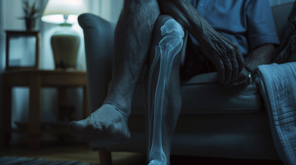 X-ray Style View of Leg Bones in a Domestic Environment - obrazy, fototapety, plakaty