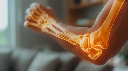 Highlighted Human hand Bones Anatomy, X-ray Vision Illustration of Human Arm and Hand Anatomy
