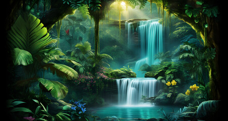 an animated waterfall is shown in this image