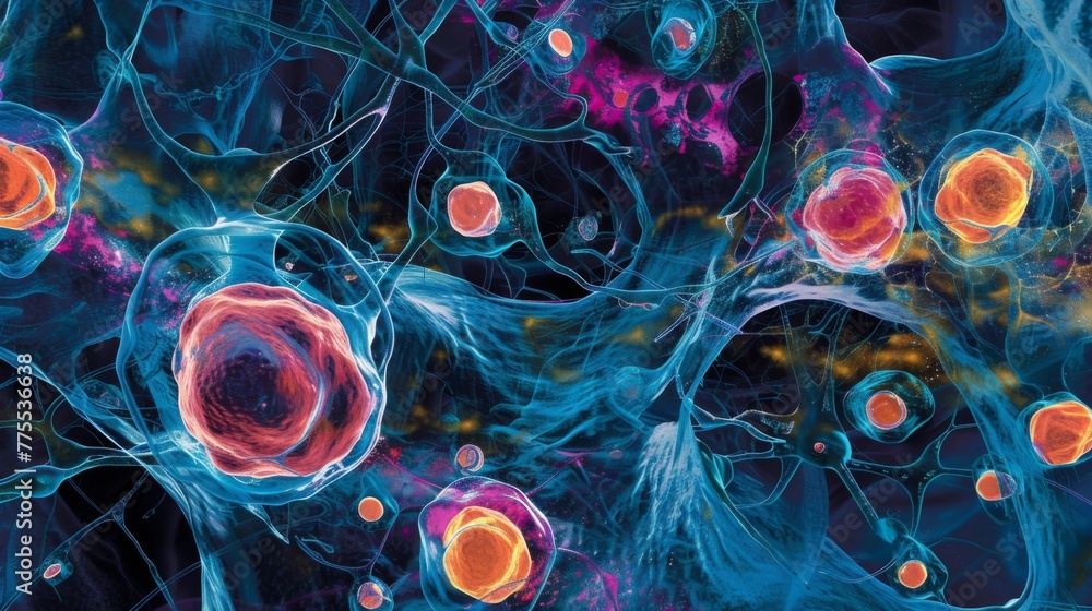 Aufkleber this image highlights the intricate network of organelles within a cell with the nuclei lysosomes an