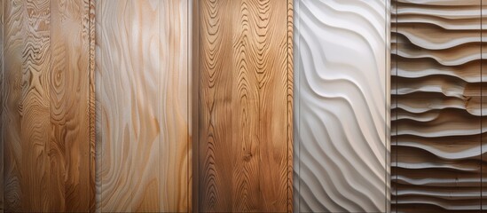 A wooden panel featuring a wave pattern