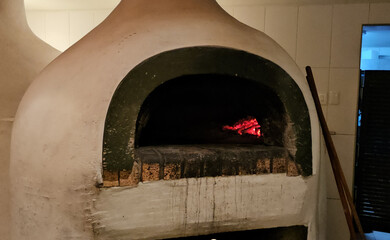 Large Brick Oven With Red Light