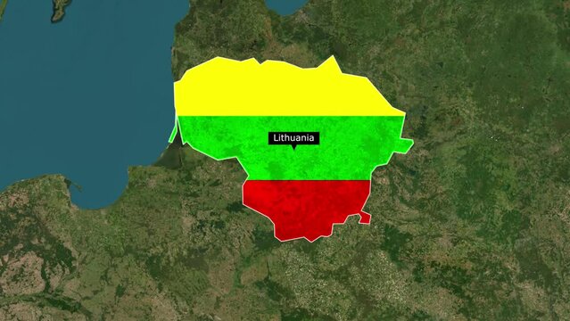 Lithuania map with flag