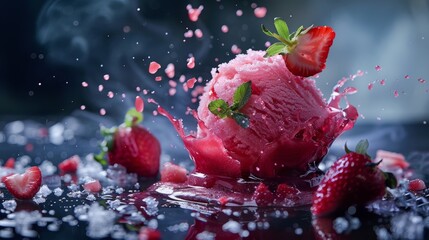Strawberry Sorbet ice cream 