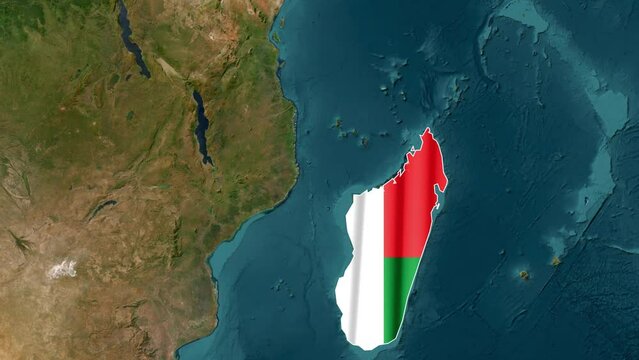 Madagascar map with flag - Powered by Adobe