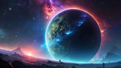 Earth in space illustration background