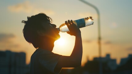 A person taking a refreshing sip from their water bottle during a break between exercises