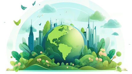 Save World Environment Day Ecology Protection Holiday Greeting Card Flat Vector Illustration