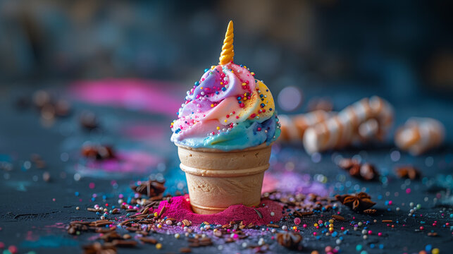 gelato arcobaleno unicorno, gelato di tutti i colori, gelato unicorno, dessert colorato, gusto puffo