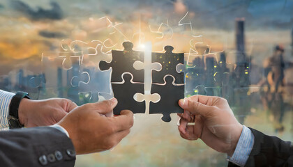 hands holding puzzle, puzzle, teamwork, business, idea, concept, teamwork concept, solution, problem solving, team, jigsaw, unity, 3D , pieces, background, wallpaper, HD - obrazy, fototapety, plakaty