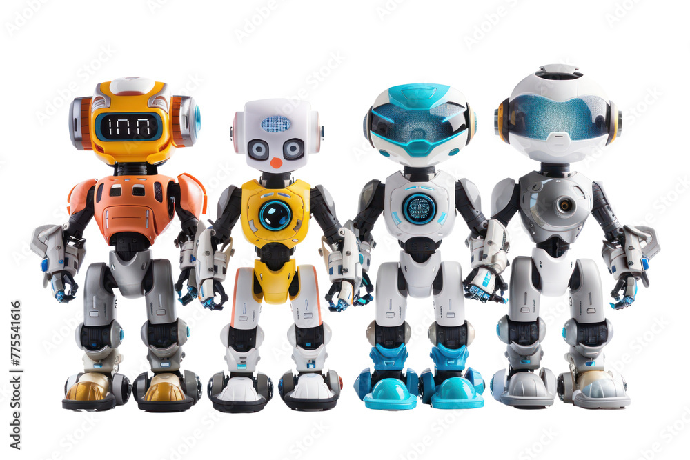 Poster Robots: Technology is advancing and playing a greater role in daily life. People are interested in the abilities and benefits of robots in various fields, Isolated on a transparent background.