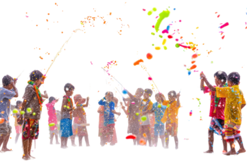 Songkran, Thai New Year Festival Full of fun and joy,.Isolated on a transparent background.