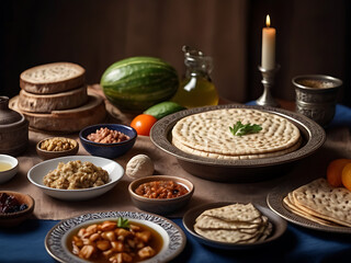 Photography of traditional Passover Foods for the Seder