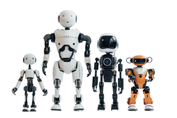 Robots: Technology is advancing and playing a greater role in daily life. People are interested in the abilities and benefits of robots in various fields, Isolated on a transparent background.