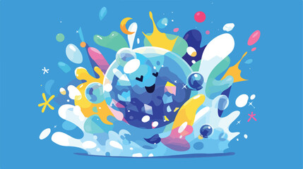 Fototapeta na wymiar Happy color palette splash drop 2d flat cartoon vac