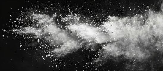 A person throwing powder in black and white