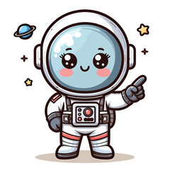 set of cartoon astronaut