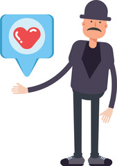 Old Man Character and Heart Message
