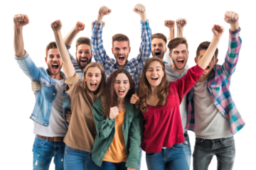 People from different nationalities singing together Conveying the power of music and unity.Isolated on a transparent background.