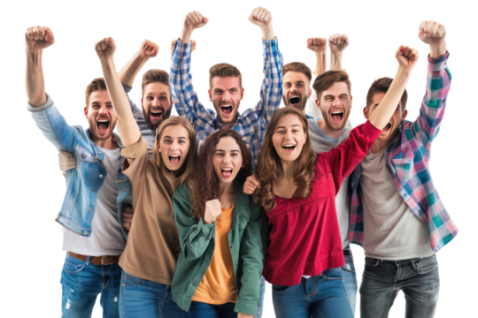 People from different nationalities singing together Conveying the power of music and unity.Isolated on a transparent background.
