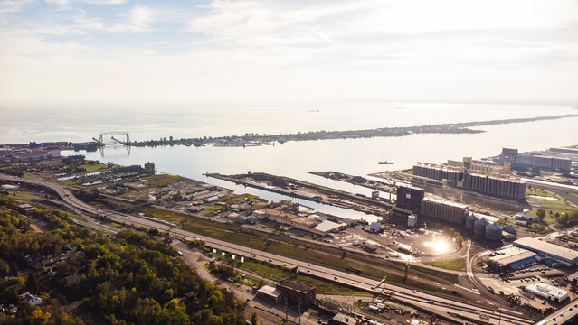 aerial view of duluth minnesota city