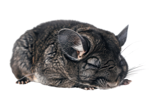 Sleeping angora rabbit, Isolated on a transparent background.