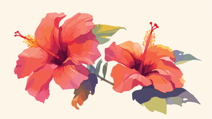 Hibiscus. Hand-drawn flower. Real watercolor drawin
