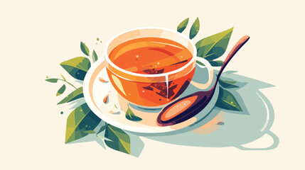 Herbal tea vector flat icon Flat design of morning