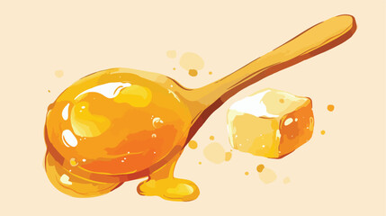 Honey spoon sketch. Hand drawn cartoon honey or kit