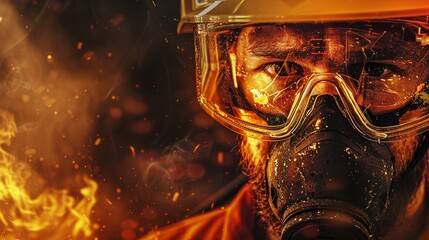 Face Shields and Eyewear For occupations that involve exposure to intense heat or flames, face shields and heatresistant goggles are essential for protecting the face and eyes ,high resolution - obrazy, fototapety, plakaty