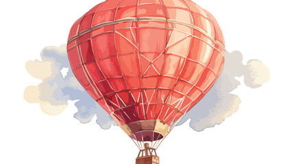 Hot air balloon. Hand-drawn jet. Real watercolor dr