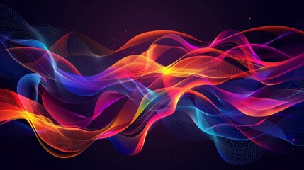 Obraz premium Colorful Flowing Shapes and Lines on Dark Background, Modern Abstract Design Illustration