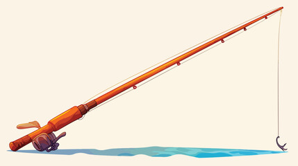 Icon of fishing rod. Fishing rod with an empty hook