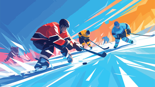 Ice hockey line icon 2d flat cartoon vactor illustr