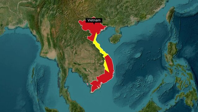 Vietnam Map with flag