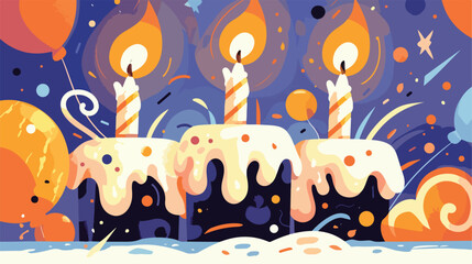 Illustration of a birthday candle number 2d flat ca